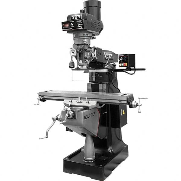 Jet - 9" Table Width x 49" Table Length, Electronic Variable Speed Control, 3 Phase Knee Milling Machine - R8 Spindle Taper, 3 hp - A1 Tooling