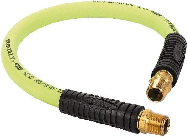 Legacy - 1/2" ID x 0.74" OD 2' Long Lead-In Whip Hose - FNPT x MNPT Swivel Ends, 300 Working psi, 140°, 1/2" Fitting, Green - A1 Tooling