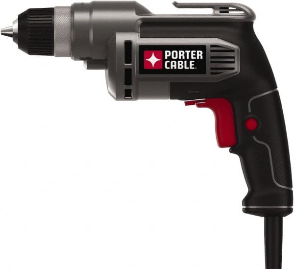 Porter-Cable - 3/8" Keyless Chuck, 2,500 RPM, Pistol Grip Handle Electric Drill - 6.5 Amps, 120 Volts, Reversible, Includes 3/8" Drill - A1 Tooling