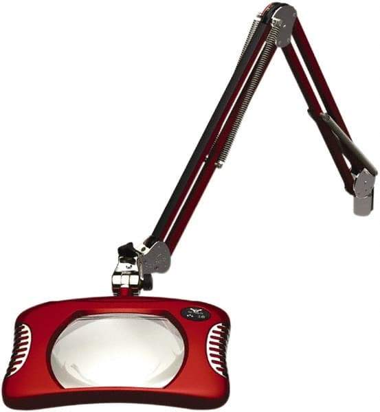 O.C. White - 43 Inch, Spring Suspension, Clamp on, LED, Blaze Red, Magnifying Task Light - 8 Watt, 7.5 and 15 Volt, 2x Magnification, 5-1/4 Inch Wide, 7 Inch Long - A1 Tooling