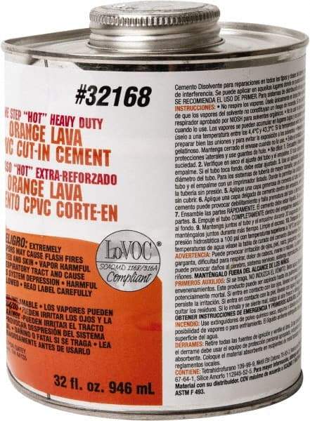 Oatey - 32 oz All-Purpose Medium Bodied Cement - Orange, Use with PVC & CPVC - A1 Tooling