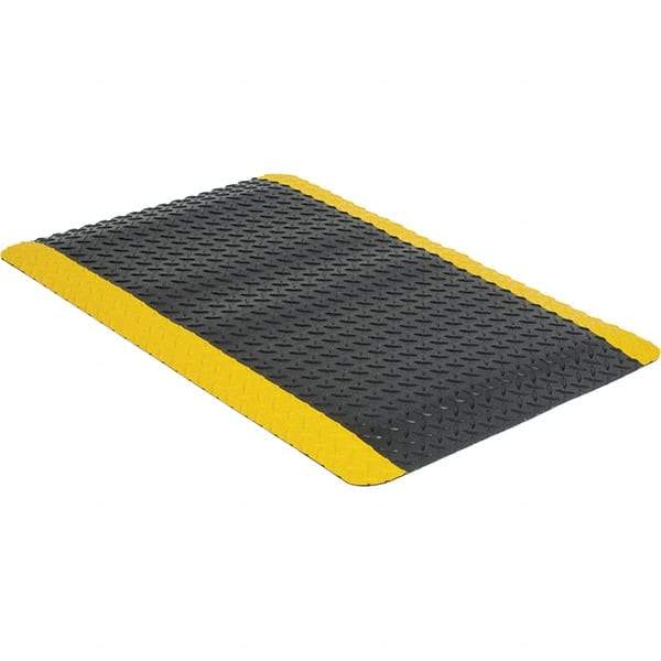 Wearwell - 3' Long x 2' Wide, Dry Environment, Anti-Fatigue Matting - Black with Yellow Borders, Vinyl with Urethane Sponge Base, Beveled on 4 Sides - A1 Tooling