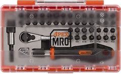 Apex - 45 Piece, 1/4" Drive Screwdriver Mini-Ratchet Bit Kit - PH1, PH2, PH3 & PH4 Phillips, 3/32 to 1/4" Hex, 2 to 6mm Hex, T15, T20, T25, T27, T30 & T40 Torx, PZ1 & PZ2 Pozidriv, SQ1, SQ2 & SQ3 Square Recess, #0 to 1/4 Slotted - A1 Tooling