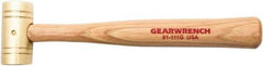 GearWrench - 1 Lb Nonsparking Brass Hammer - 10-1/2" OAL, 1-1/4" Face Diam, Hickory Handle - A1 Tooling