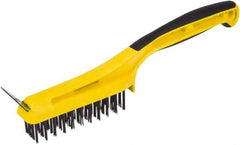 Hyde Tools - Steel Surface Preparation Wire Brush & Scraper - 3" Bristle Length, 4" Wide, Plastic Overmold Handle - A1 Tooling