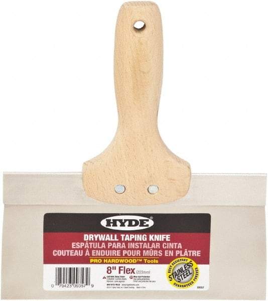 Hyde Tools - 8" Wide Flexible Blade Stainless Steel Joint Knife - Flexible, Hardwood Handle - A1 Tooling