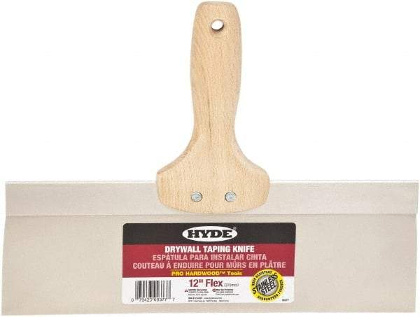 Hyde Tools - 12" Wide Flexible Blade Stainless Steel Joint Knife - Flexible, Hardwood Handle - A1 Tooling