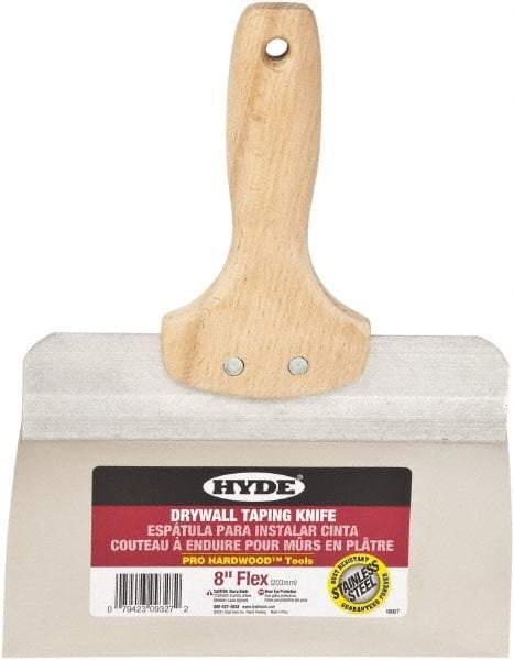 Hyde Tools - 8" Wide Flexible Blade Stainless Steel Joint Knife - Flexible, Hardwood Handle - A1 Tooling