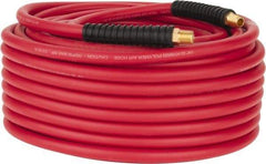 PRO-SOURCE - 1/4" ID x 0.4921" OD 100' Long Multipurpose Air Hose - MNPT x MNPT Ends, 300 Working psi, -40 to 180°F, 1/4" Fitting, Red - A1 Tooling