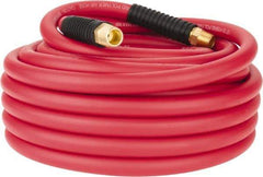 PRO-SOURCE - 1/2" ID x 0.7874" OD 50' Long Multipurpose Air Hose - MNPT x MNPT Ends, 300 Working psi, -40 to 180°F, 1/2" Fitting, Red - A1 Tooling