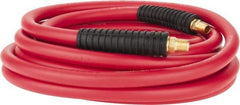 PRO-SOURCE - 3/8" ID x 0.6496" OD 25' Long Multipurpose Air Hose - MNPT x MNPT Ends, 300 Working psi, -40 to 180°F, 1/4" Fitting, Red - A1 Tooling