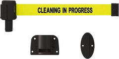 Banner Stakes - 15' Long x 2-1/2" Wide Nylon/Polyester Wall-Mounted Indoor Barrier - Black on Yellow - A1 Tooling