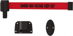 Banner Stakes - 15' Long x 2-1/2" Wide Nylon/Polyester Wall-Mounted Indoor Barrier - Black on Red - A1 Tooling