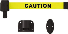 Banner Stakes - 15' Long x 2-1/2" Wide Nylon/Polyester Wall-Mounted Indoor Barrier - Black on Yellow - A1 Tooling