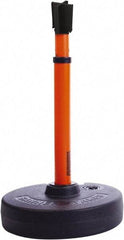 Banner Stakes - 22 to 42" High, 2-3/8" Pole Diam, Barrier Post Base, Stanchion & Receiver Head - 9" Base Diam, Round Nylon Base, Orange Plastic Post, 15' x 2-1/2" Tape, For Outdoor Use - A1 Tooling