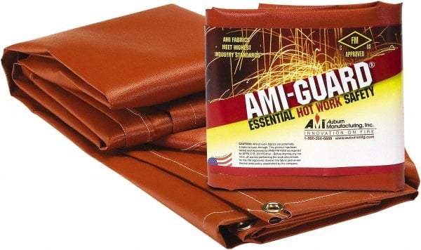 Auburn Mfr - 8' High x 8' Wide x 0.016" Thick Fiberglass Welding Curtain - Red, Grommet - A1 Tooling