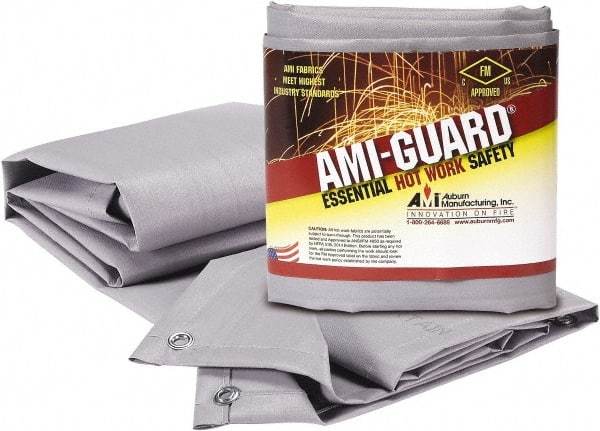 Auburn Mfr - 8' High x 6' Wide x 0.016" Thick Fiberglass Welding Curtain - Gray, Grommet - A1 Tooling