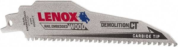 Lenox - 6" Long x 1" Thick, Carbide Reciprocating Saw Blade - Tapered Profile, 6 TPI, Toothed Edge, Tang Shank - A1 Tooling