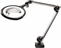 Waldmann Lighting - 39 Inch, Articulated, Clamp Mounted, LED, Silver, Magnifying Task Light - 14 Watt, 100 to 240 Volt, 1.75x Magnification, 160mm Wide - A1 Tooling