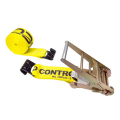 US Cargo Control - Slings & Tiedowns (Load-Rated); Type: Ratchet Tie Down ; Length (Feet): 20 ; Basket Capacity (Lb.): 5400 ; Material: Polyester ; Color: Yellow - Exact Industrial Supply