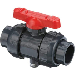 Asahi/America - 1-1/2" Pipe, Full Port, PVC True Union Design Ball Valve - 1 Piece, Socket x Thread Ends, Tee Handle - A1 Tooling