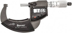 Starrett - Standard Throat IP67 Electronic Outside Micrometer - Ratchet Stop Thimble, Carbide Face, CR2032 Battery - A1 Tooling