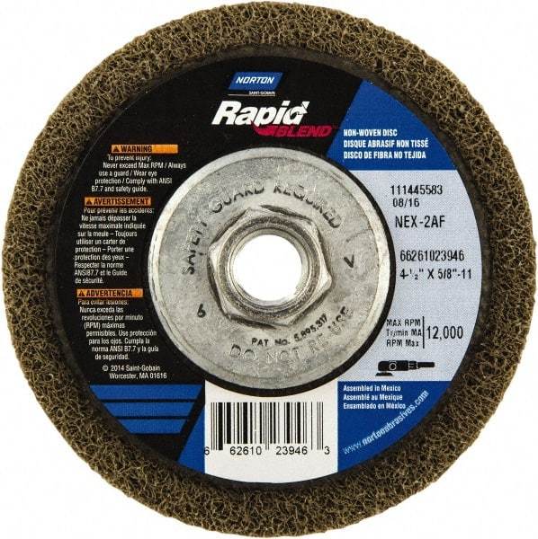 Norton - 4-1/2" Wheel Diam, 4/5" Wheel Thickness, 5/8" Arbor Hole, Type 27 Depressed Center Wheel - Fine Grade, Aluminum Oxide - A1 Tooling