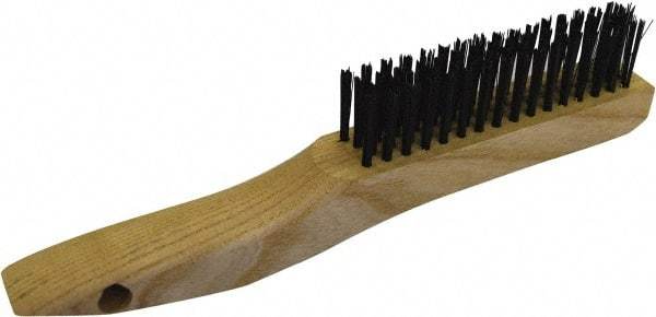 Gordon Brush - 4 Rows x 16 Columns Steel Scratch Brush - 4-3/4" Brush Length, 10" OAL, 1/8 Trim Length, Wood Shoe Handle - A1 Tooling