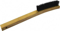 Gordon Brush - 4 Rows x 19 Columns Steel Scratch Brush - 5-3/8" Brush Length, 13-3/4" OAL, 1/8 Trim Length, Wood Curved Handle - A1 Tooling