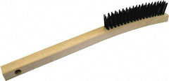 Gordon Brush - 3 Rows x 19 Columns Steel Scratch Brush - 5-3/4" Brush Length, 13-3/4" OAL, 1/8 Trim Length, Wood Curved Handle - A1 Tooling