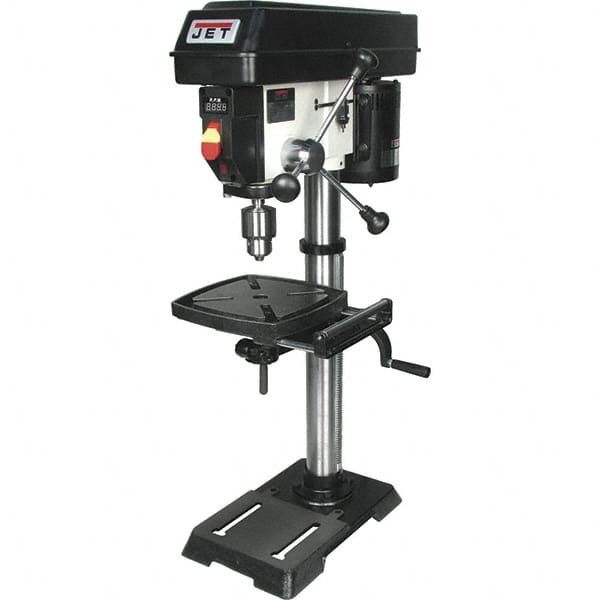 Jet - 12" Swing, Variable Speed Pulley Drill Press (Woodworking) - Variable Speed, 1/2 hp, Single Phase - A1 Tooling