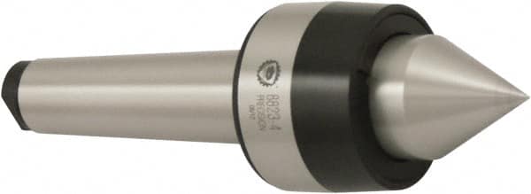 Bison - MT3 Morse Taper Shank, 48mm Head Diam, Live Center - 6,000 Max RPM, 28mm Point Diam, 1.28" Point Len, 440 Lb Max Workpiece, Standard Point - A1 Tooling