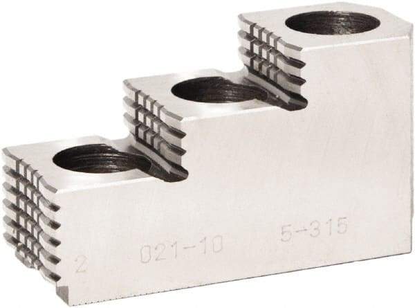 Bison - 5" Max Chuck Diam Compatibility, Steel 1.5mm x 60° Serrated Hard Lathe Top Jaws - 3 Steps - A1 Tooling