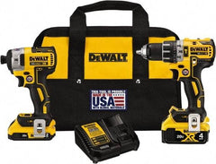 DeWALT - 20 Volt Cordless Tool Combination Kit - Includes 1/2" Brushless Hammer Drill & 1/4" 3-Speed Brushless Impact Driver, Lithium-Ion Battery Included - A1 Tooling