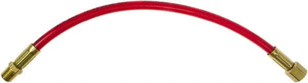 PRO-SOURCE - 1/4" ID 1' Long Lead-In Whip Hose - FNPT x MNPT Swivel Ends, 200 Working psi, 165°, 1/4" Fitting, Transparent Red - A1 Tooling