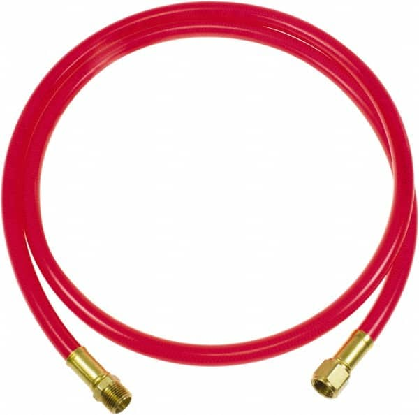 PRO-SOURCE - 3/8" ID 3' Long Lead-In Whip Hose - FNPT x MNPT Swivel Ends, 200 Working psi, 165°, 3/8" Fitting, Transparent Red - A1 Tooling