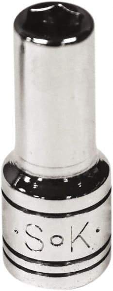 SK - 1/4" Drive, Deep Hand Socket - 6 Points, Steel, Chrome Finish - A1 Tooling