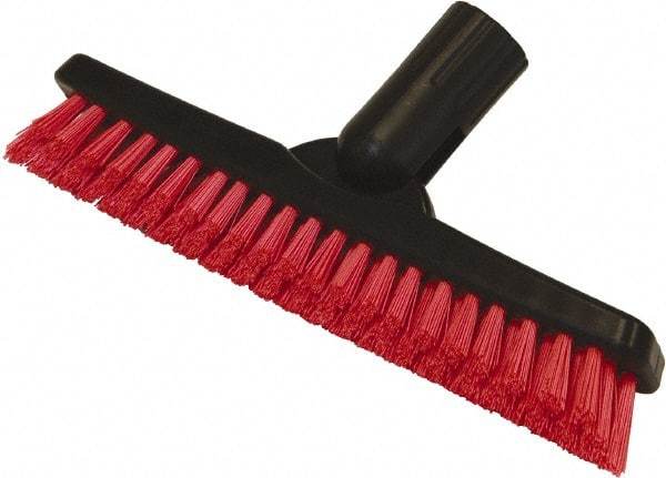 O-Cedar - 1-1/2" Bristle Length, Polyester Utility Scrub Brush - 9" Long x 1-1/2" Wide Head, 9" OAL, Red, Plastic Block - A1 Tooling