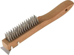 O-Cedar - 4 Columns x 16 Rows, Steel Wire Brush - 7" Brush Length, 10" OAL, 1-1/8" Trim Length, Wood Shoe Handle - A1 Tooling