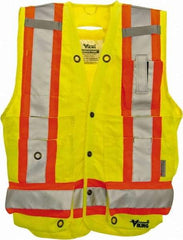 Viking - Size L High Visibility Lime Solid Surveyor's Vest - 43" Chest, Snaps Closure, 13 Pockets, Polyester - A1 Tooling