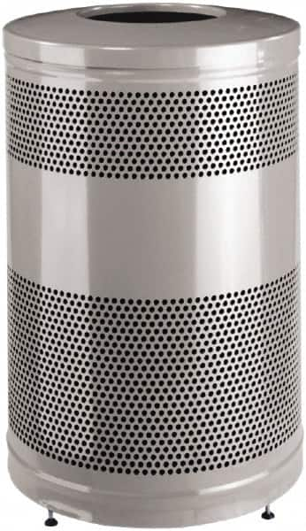 Rubbermaid - 51 Gal Silver Round Decorative Waste Receptacle With Top - Steel, 902mm High - A1 Tooling