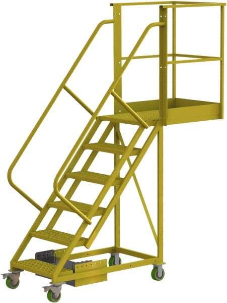 TRI-ARC - 102" 6 Step Configurable Cantilever Ladder - Unsupported, 300 Lb Capacity, 60" Platform Height, 30" Base Width x 82" Base Depth, Perforated Tread - A1 Tooling