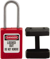 Master Lock - 1.52 Inch Long, Black, TPE Padlock Cover - Compatible with Lockout Padlock and 1/4 Inch Shackle Diameter, Use with S31, S32 and S33 - A1 Tooling