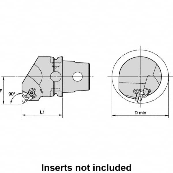 Kennametal - Insert Style LT 22NR, 50mm Head Length, Right Hand Cut, Internal Modular Threading Cutting Unit Head - System Size KM50TS, 35mm Center to Cutting Edge, Series LT Threading - A1 Tooling