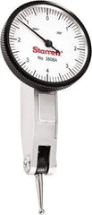 Starrett - 0.008 Inch Range, 0.0001 Inch Dial Graduation, Horizontal Dial Test Indicator - 1-1/4 Inch White Dial, 0-4-0 Dial Reading - A1 Tooling