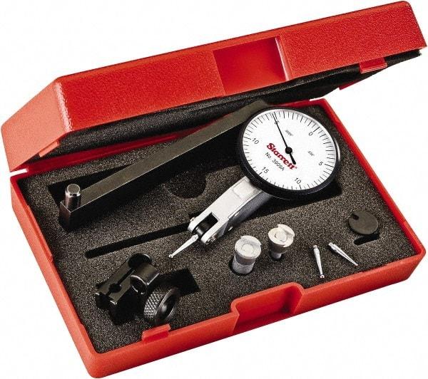 Starrett - 0.03 Inch Range, 0.0005 Inch Dial Graduation, Horizontal Dial Test Indicator - 1-9/16 Inch White Dial, 0-15-0 Dial Reading - A1 Tooling