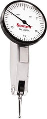 Starrett - 0.03 Inch Range, 0.0005 Inch Dial Graduation, Horizontal Dial Test Indicator - 1-1/4 Inch White Dial, 0-15-0 Dial Reading - A1 Tooling