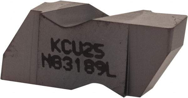 Kennametal - 3189NG Grade KCU25, 4.8mm Cutting Width Carbide Grooving Insert - 3.81mm Max Depth of Cut, Left Hand, 0.57mm Corner Radius, AlTiN Finish - A1 Tooling