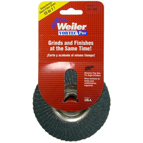 ‎4″ Vortec Pro Abrasive Flap Disc, Aluminum Backing, 36Z, 5/8″-11 UNC Nut, Retail Pack - A1 Tooling