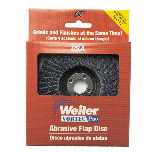 4″ Vortec Pro Abrasive Flap Disc, Phenolic Backing, 36Z, 5/8″ Arbor Hole, Retail Pack - A1 Tooling